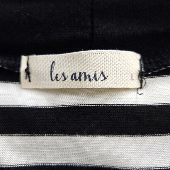 LES AMIS LONG CARDIGAN SZ L BLACK WHITE - Picture 6 of 7